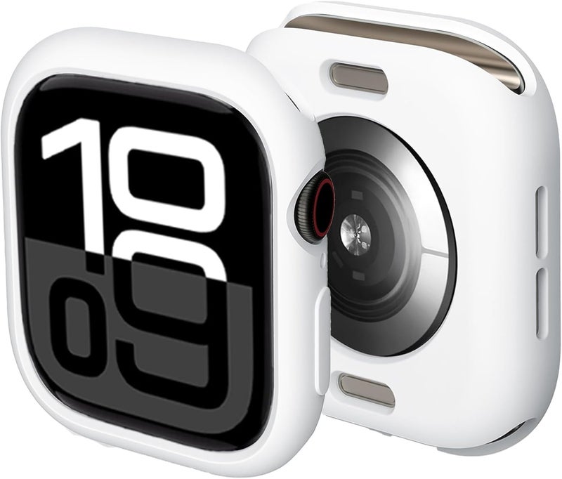 OJOS Compatible for Apple Watch 46mm Series10 All-Round Shockproof TPU Silicone Protective Cover Case for IWatch Series10 (White, Series10 46mm) - Image 1