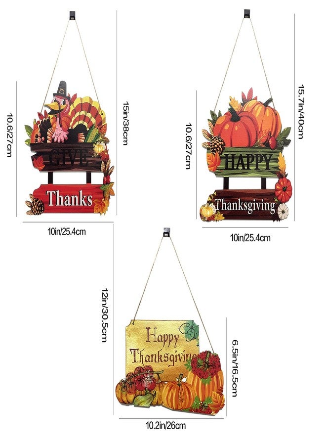 OperSeven 3 Pieces Thanksgiving Decoration Wooden Turkey Pumpkin Door Wreath for Front Door Sign Wall Signs Thanksgiving Pumpkin Front Door Hanger Turkey Wooden Door Decor for Thanksgiving Party Fall Harvest Home Decoration - Image 4