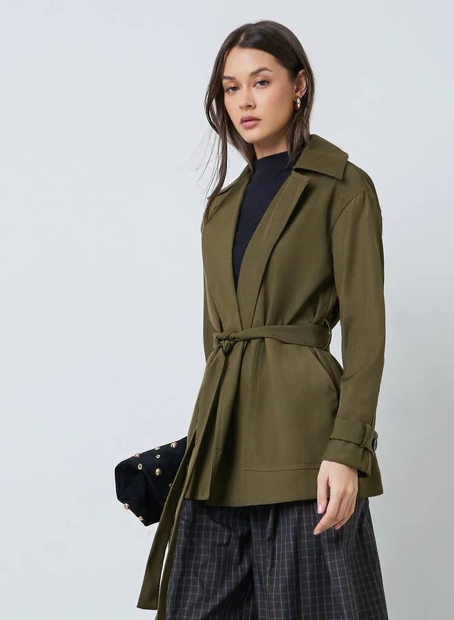 Styli Olive Regular Fit Longline Tailored Jacket