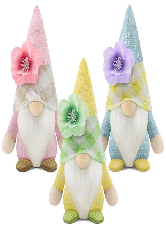 Gehydy Set of 3 Spring Gnomes Decoration Summer Easter Flower Gnome Handmade Decor for Home Kitchen Tiered Tray - Image 1