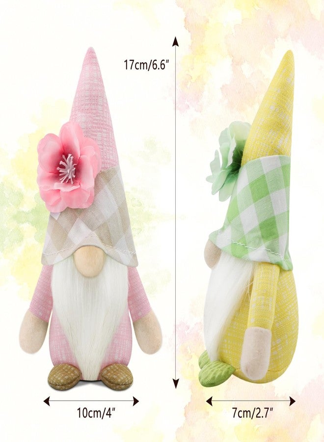 Gehydy Set of 3 Spring Gnomes Decoration Summer Easter Flower Gnome Handmade Decor for Home Kitchen Tiered Tray - Image 2