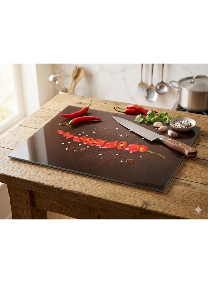 بلانشه لوح تقطيع من الزجاج ضد الخدش- ضد الكسر -مقاومه للحرارة - صحيه ومضاد للبكتيريا - للمطبخ وتقطيع اللحوم والدجاج والسمك - Image 4