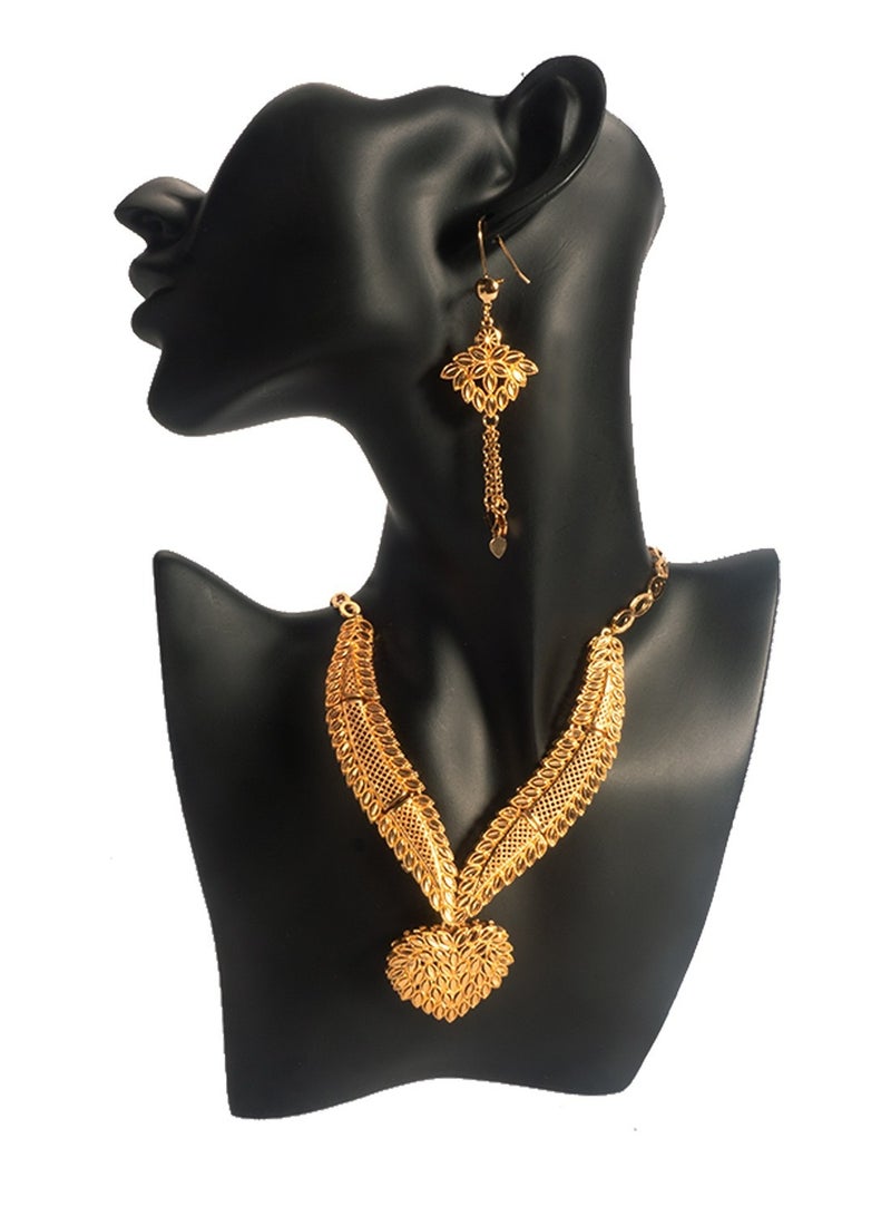 JOOLI Ladies Jewelry 4 Pieces Necklace Dubai Wedding Bride Accessories Bracelet Ring Earrings Fashion Gold - Image 3