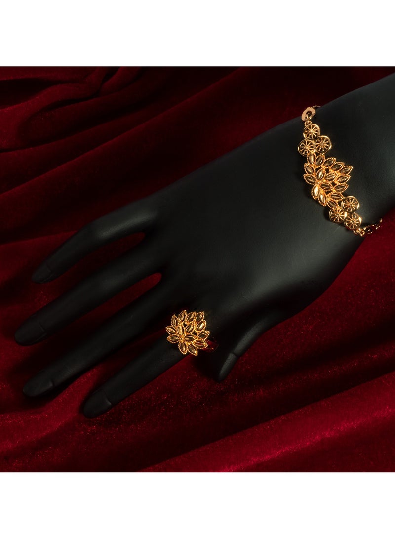 JOOLI Ladies Jewelry 4 Pieces Necklace Dubai Wedding Bride Accessories Bracelet Ring Earrings Fashion Gold - Image 4