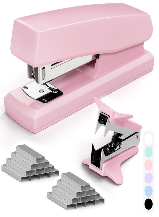UPSIME Pink Office Stapler, 25 Sheet Capacity with 2000 Staples and Staple Remover, Desktop Stapler,Pink Office Supplies for Students and Office Clerks - Image 1