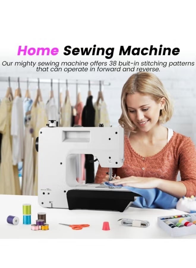 ماكينة خياطة كهربائية، ماكينة خياطة كهربائية، 38 إبرة ثنائية الاتجاه محمولة منزلية لخياطة الملابس، والتغليف، والعراوي - Image 5