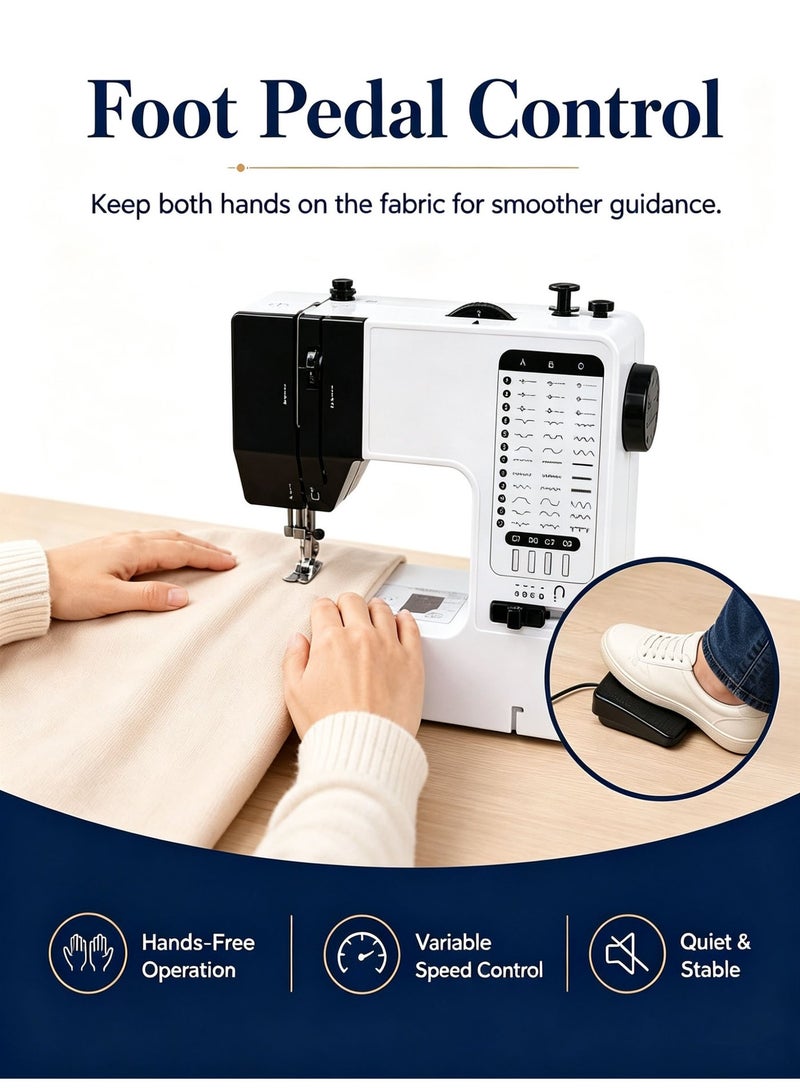 Vicalo Electric Sewing Machine, 38-Stitch Two-Way Portable Household Sewing Machine, Ideal for Lightweight Fabrics, Clothing Sewing, Overlocking & Buttonhole Making - Image 5