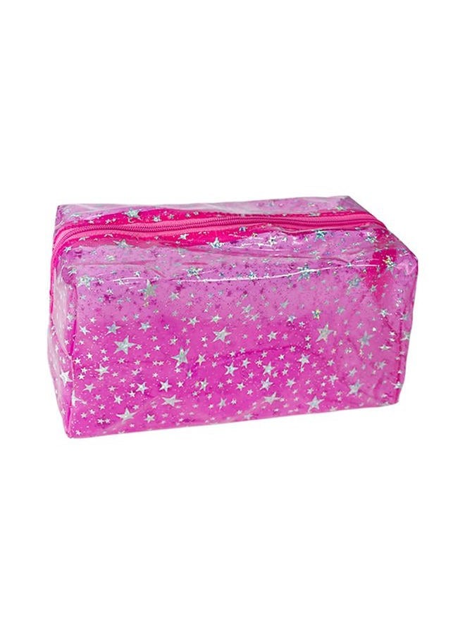 TotePrint 1PCS Star Printing Clear Cosmetics Makeup Bag 7.9x3.94x3.5inch Waterproof Travel Toiletry Storage Bag Vinyl Plastic PVC Zippered Organizer for Girls Friends Women, pink, 7.9 x 3.9 x 3.54 - Image 1