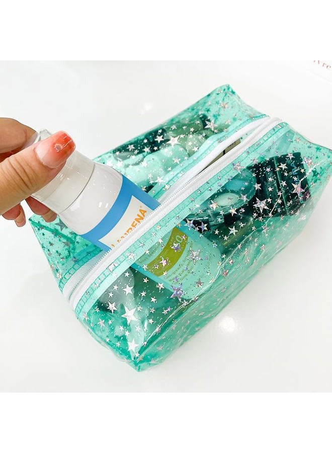 TotePrint 1PCS Star Printing Clear Cosmetics Makeup Bag 7.9x3.94x3.5inch Waterproof Travel Toiletry Storage Bag Vinyl Plastic PVC Zippered Organizer for Girls Friends Women, pink, 7.9 x 3.9 x 3.54 - Image 4
