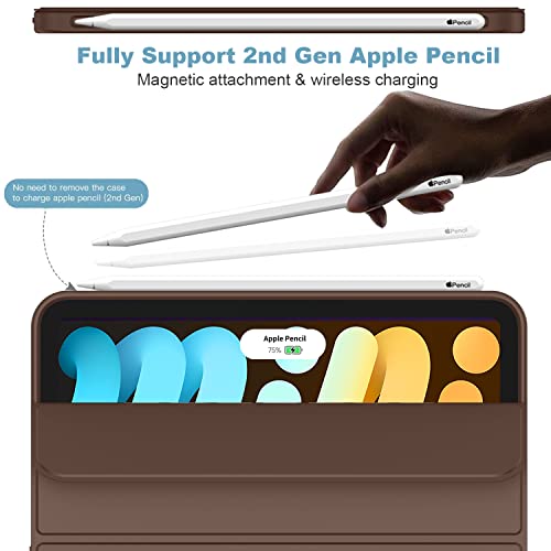 iMieet iPad Mini 7 Case 2024 (A17 Pro), iPad Mini 6 Case (8.3-Inch,2021 Model), iPad Mini 7th/6th Generation Case with Pencil Holder, Trifold Stand Smart Case with Soft TPU Back,Chocolate - Image 2
