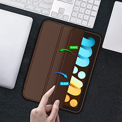 iMieet iPad Mini 7 Case 2024 (A17 Pro), iPad Mini 6 Case (8.3-Inch,2021 Model), iPad Mini 7th/6th Generation Case with Pencil Holder, Trifold Stand Smart Case with Soft TPU Back,Chocolate - Image 5