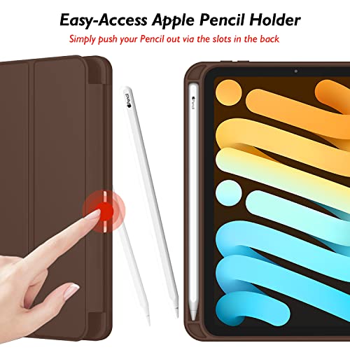 iMieet iPad Mini 7 Case 2024 (A17 Pro), iPad Mini 6 Case (8.3-Inch,2021 Model), iPad Mini 7th/6th Generation Case with Pencil Holder, Trifold Stand Smart Case with Soft TPU Back,Chocolate - Image 3
