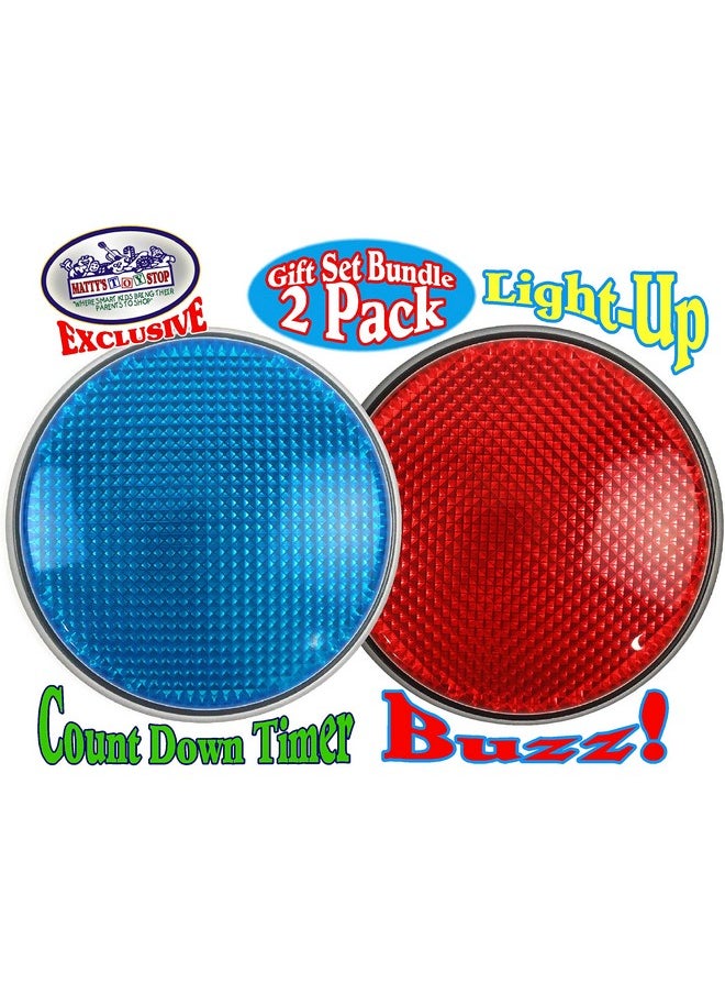 Matty's Toy Stop - Lights & Sounds Electronic 3 Mode Red & Blue Game Answer Buzzer And Count Down Timer Gift Set Bundle (Perfect For Games, Classrooms, Etc.) - 2 Pack - Image 1