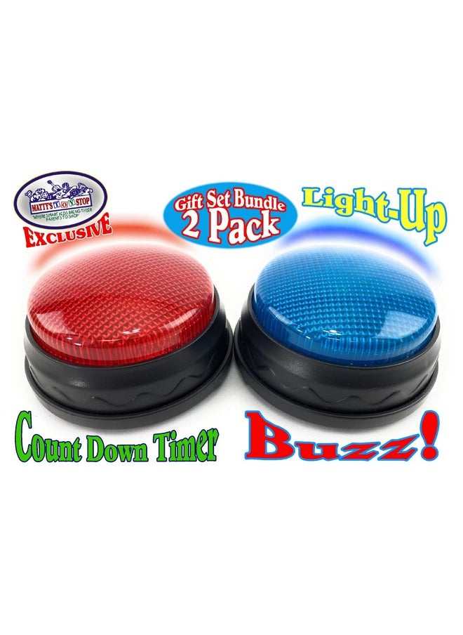Matty's Toy Stop - Lights & Sounds Electronic 3 Mode Red & Blue Game Answer Buzzer And Count Down Timer Gift Set Bundle (Perfect For Games, Classrooms, Etc.) - 2 Pack - Image 1