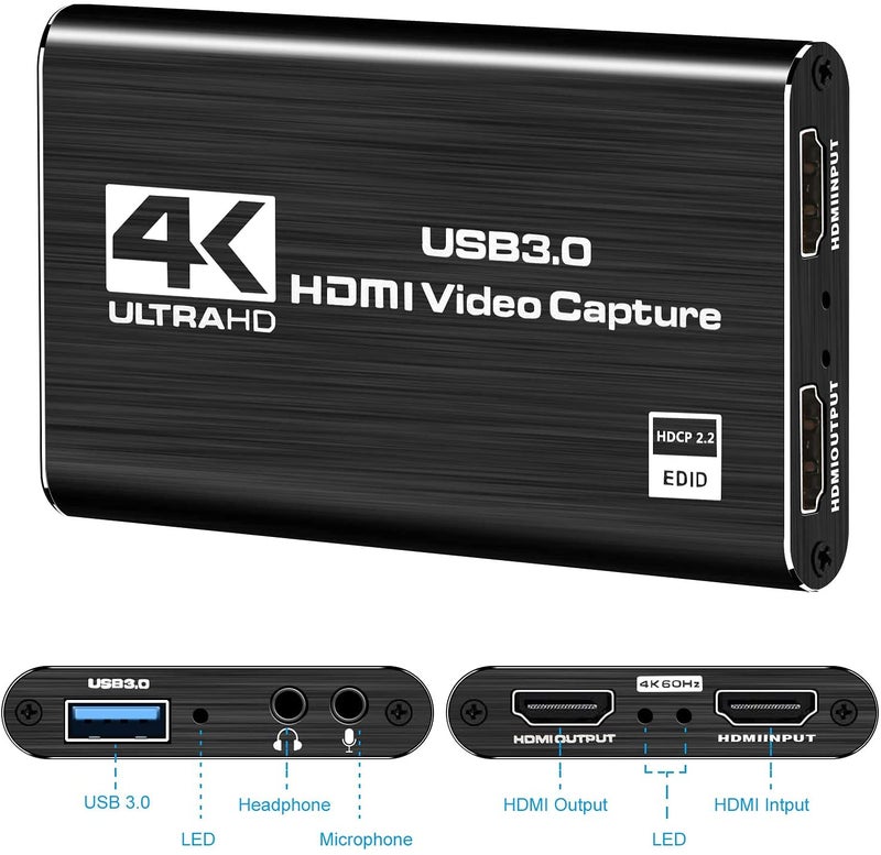 ETZIN 4K Audio Video Capture Card, USB 3.0 HDMI Video Capture Device, Full HD 1080P for Game Recording, Live Streaming Broadcasting-(EPL-795HVC) - Image 4