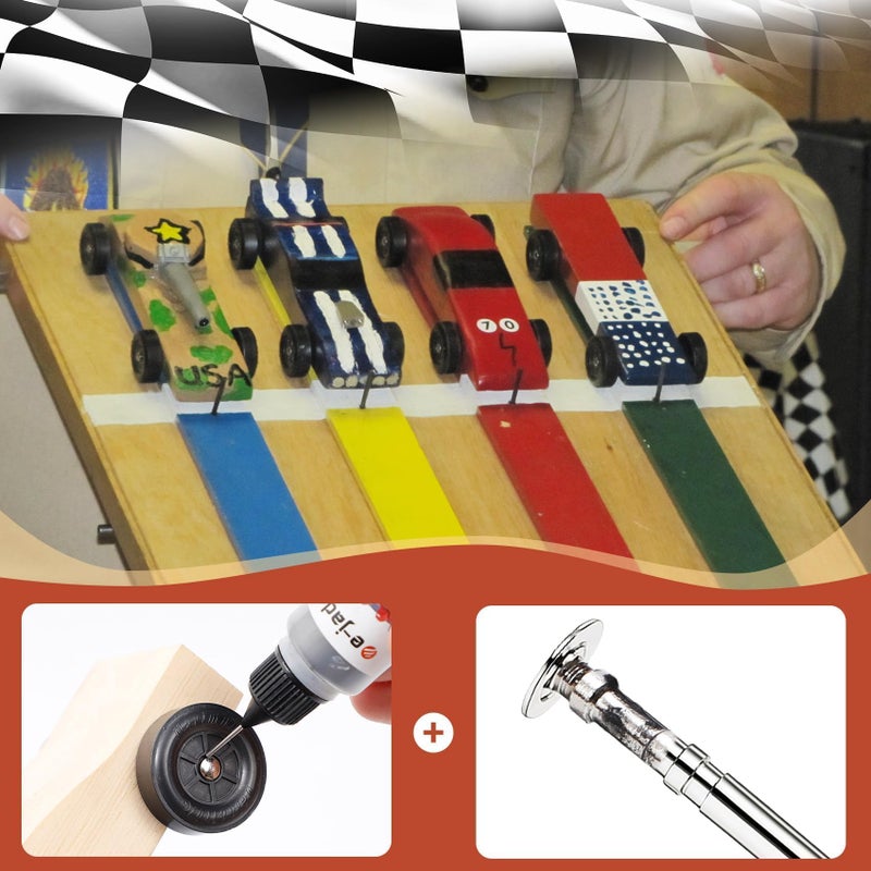 DZrudun Pinewood Car Axles Kitâ€“4pcs Polished Grooved Axles+ 0.5oz Graphite Powder-Eliminates Friction & Wheel Wobble-Graphite Lubricant for Derby Car Pine Derby Wheels Axles Speed, Derby Car Accessory - Image 5