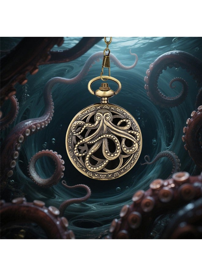 Knana Knana DND Dice Set with Polyhedral Metal Mini DND Dice Octopus Pocket Watch Case DND Gifts DND Game Accessories (Bronze)  - Image 4