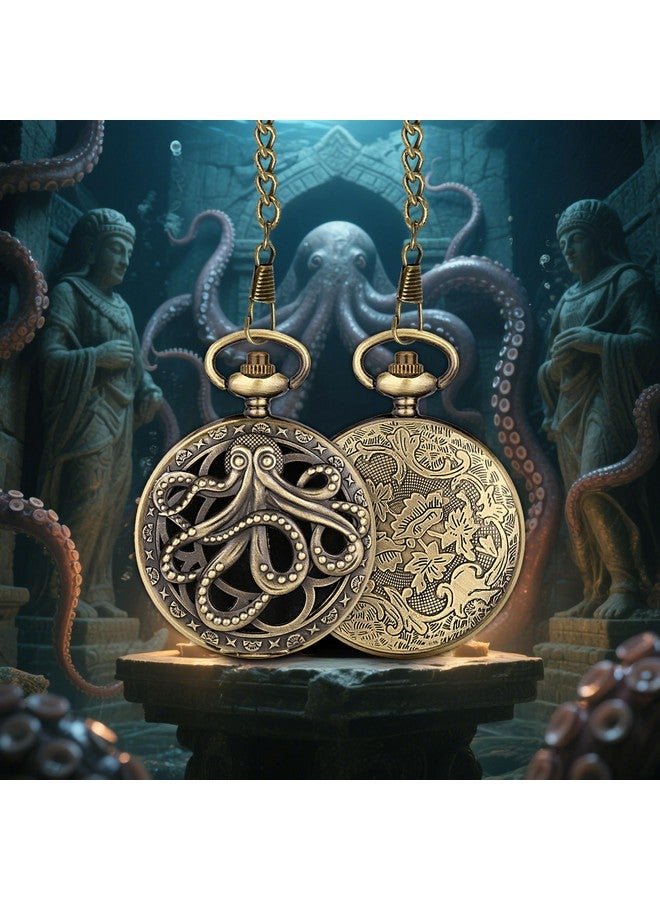 Knana Knana DND Dice Set with Polyhedral Metal Mini DND Dice Octopus Pocket Watch Case DND Gifts DND Game Accessories (Bronze)  - Image 3