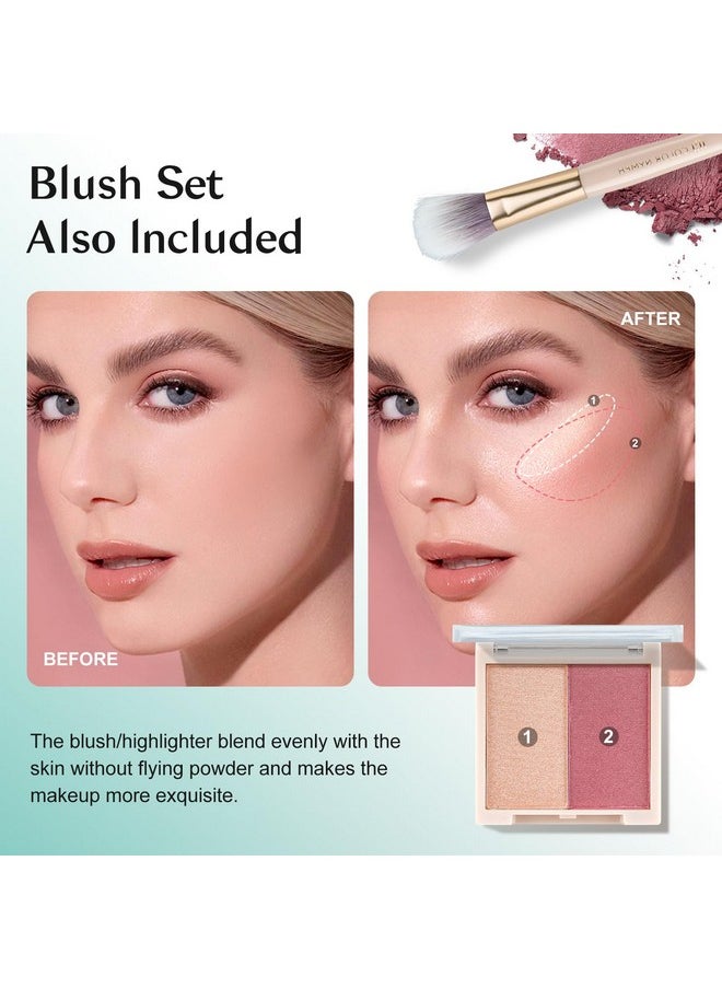 كولور_نيمف - مجموعة مكياج Color Nymph الكل في واحد، مجموعة هدايا مكياج للمبتدئين والمراهقات مع لوحة ظلال العيون وأحمر الخدود وأحمر الشفاه وقلم الشفاه وقلم تحديد العيون وفرشاة الماسكارا وحقيبة محمولة - Image 1