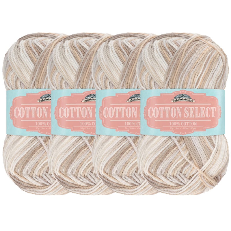 JubileeYarn Cotton Select Yarn 50gSkein Sport Weight Pebble Beach 4 Skeins
