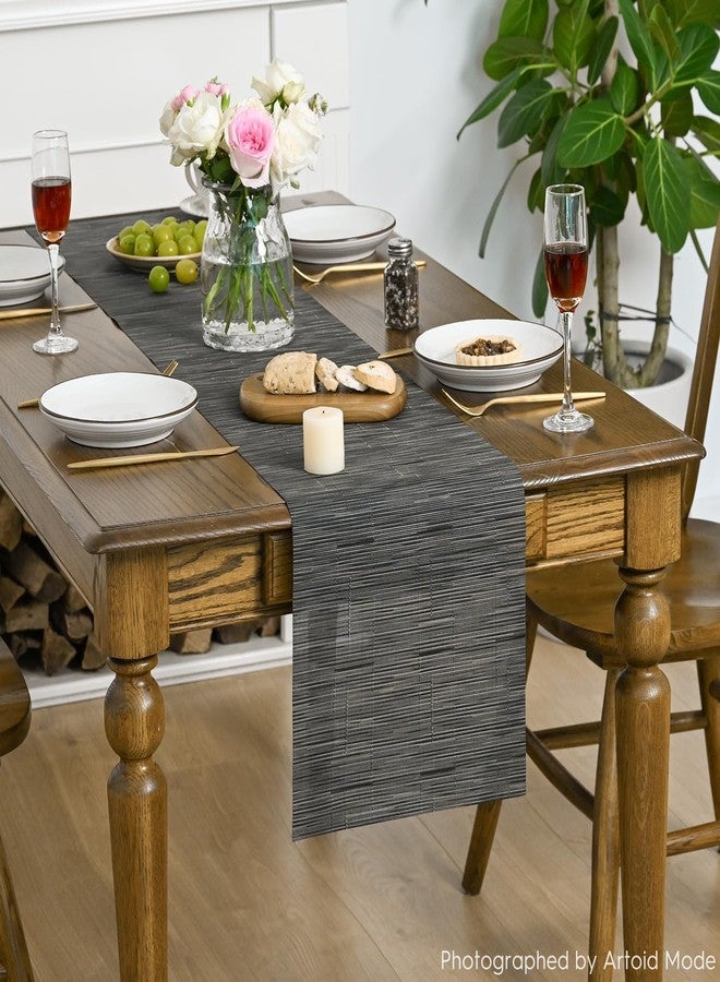 Artoid Mode Gray Black Vinyl Table Runners, 12x36 Inch Non-Slip Heatproof Arbitrarily Cropped Runner for Home Party Indoor Kitchen Dining Room Holiday Table Decoration - Image 4