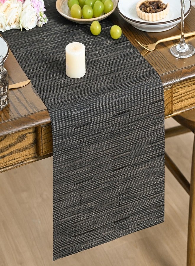 Artoid Mode Gray Black Vinyl Table Runners, 12x36 Inch Non-Slip Heatproof Arbitrarily Cropped Runner for Home Party Indoor Kitchen Dining Room Holiday Table Decoration - Image 1