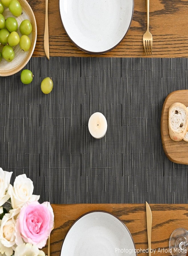 Artoid Mode Gray Black Vinyl Table Runners, 12x36 Inch Non-Slip Heatproof Arbitrarily Cropped Runner for Home Party Indoor Kitchen Dining Room Holiday Table Decoration - Image 3