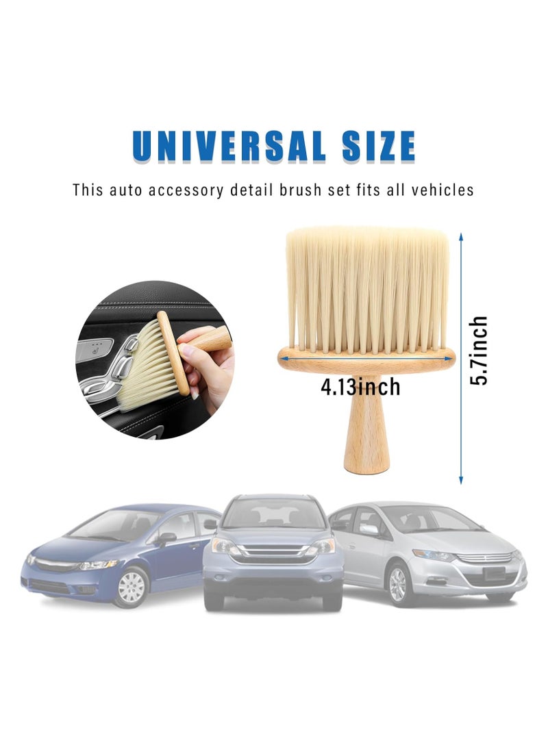 فرشاة تنظيف داخلية للسيارة، فرشاة خشبية ناعمة مضادة للكهرباء الساكنة، أداة تنظيف داخلية عالمية للوحة القيادة، فتحات مكيف الهواء، الكمبيوتر وغيرها (بيج) - Image 2