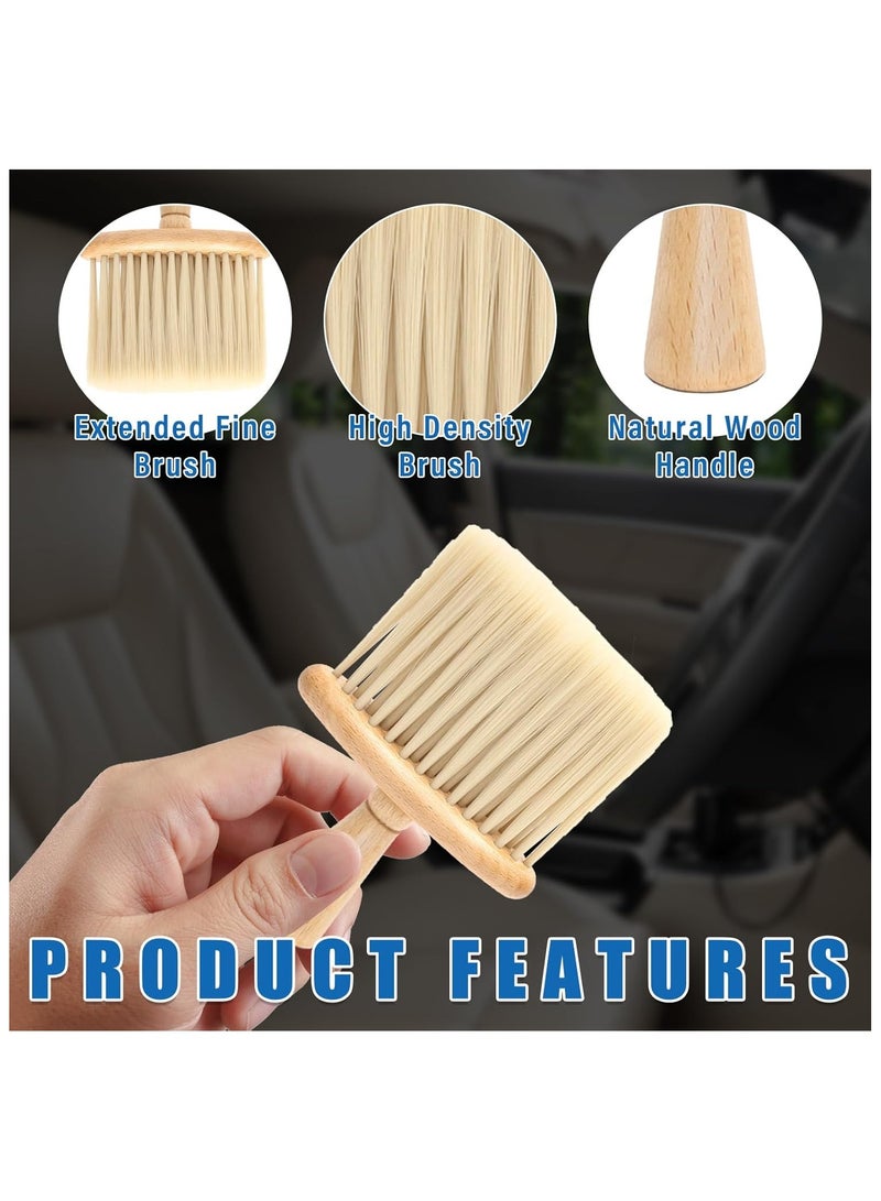 فرشاة تنظيف داخلية للسيارة، فرشاة خشبية ناعمة مضادة للكهرباء الساكنة، أداة تنظيف داخلية عالمية للوحة القيادة، فتحات مكيف الهواء، الكمبيوتر وغيرها (بيج) - Image 5