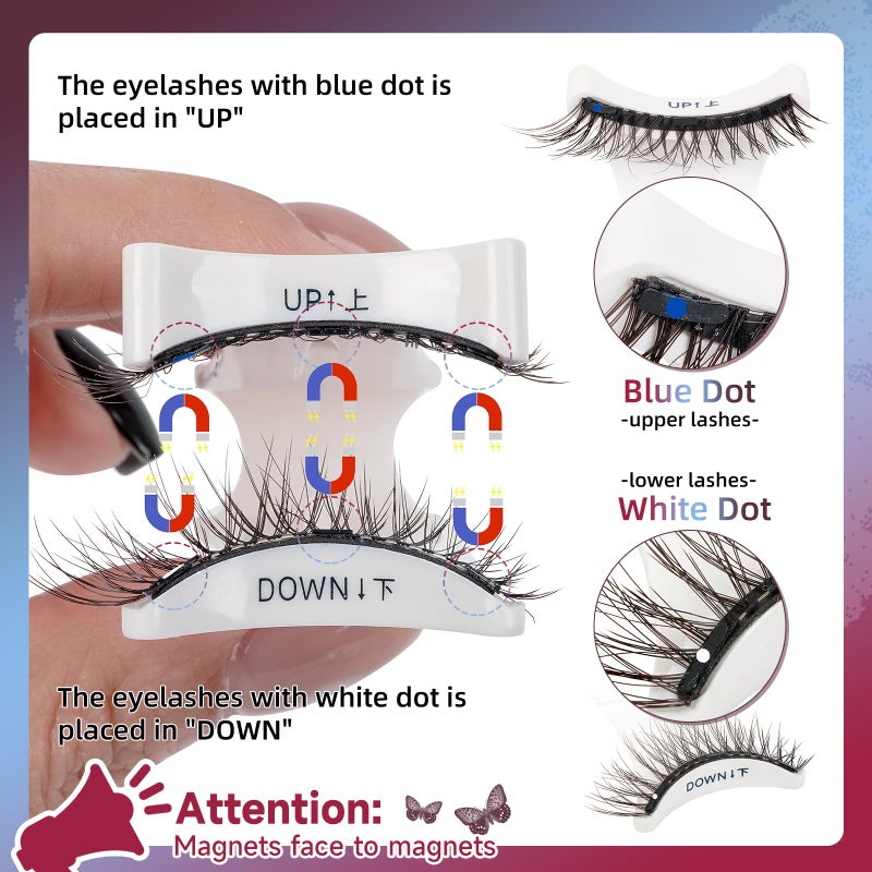 Mayhug Magnetic Eyelashes 3 Pairs Reusable Magnetic Eyelashes with Applicator No Glue Needed Eyelashes Natural-Looking Eyelashes, Eyelash Curler Set, Easy to Wear and Remove (3 Pairs-Kit 3) - Image 5