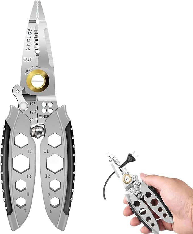 Cannagenix MultiFunctional Cable Stripper 9 in 1 Wire Stripper Circuit Cutter for Home and Office Use Grey Color