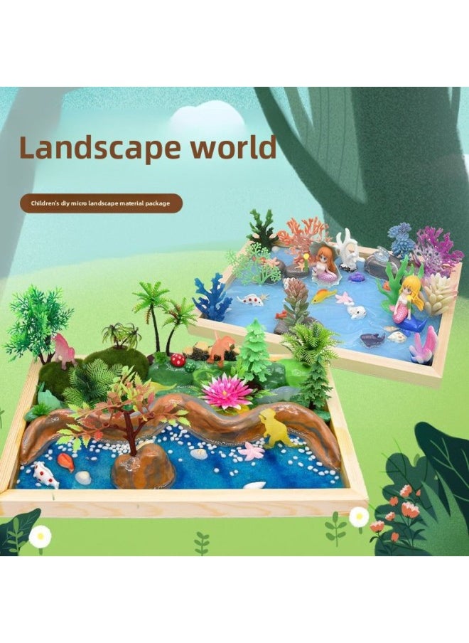 null - Children's Diy Landscape Big World Material Bag Creative Clay Glue Drop Handmade Wooden Frame Micro Scene Toy-Color:Mountain Stream Qingquan - Image 1