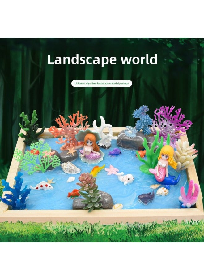 null - Children's Diy Landscape Big World Material Bag Creative Clay Glue Drop Handmade Wooden Frame Micro Scene Toy-Color:Mountain Stream Qingquan - Image 1
