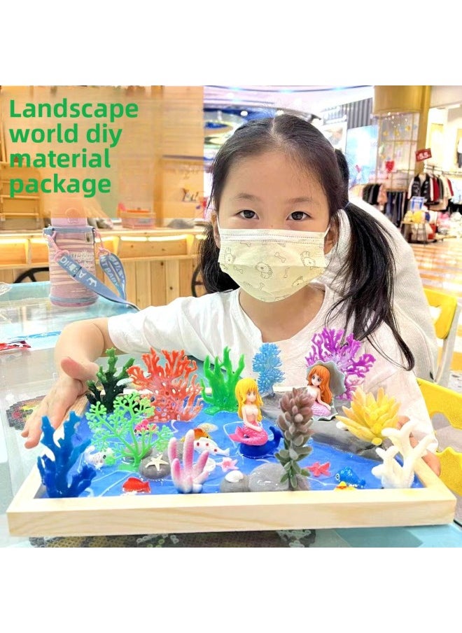 null - Children's Diy Landscape Big World Material Bag Creative Clay Glue Drop Handmade Wooden Frame Micro Scene Toy-Color:Mountain Stream Qingquan - Image 1