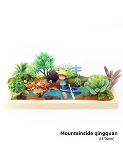 Children's Diy Landscape Big World Material Bag Creative Clay Glue Drop Handmade Wooden Frame Micro Scene Toy-Color:Mountain Stream Qingquan