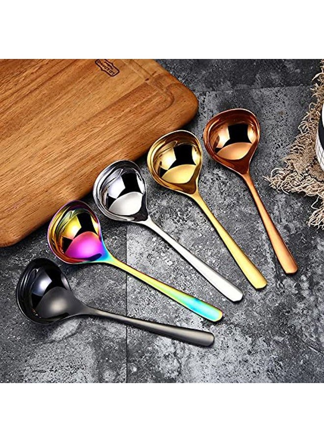 MBBITL 2-Pack Black Soup Ladle 304 Stainless Steel Spoon Kitchen Serving Sauce Server - Image 4