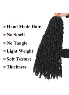 Leeven Leeven 24 Inch Butterfly Locs Crochet Hair 6 Packs Distressed Faux Locs Crcoeht Hair 1B# Pre-twsied Synthetic Fluffy Goddess Butterfly Soft Locs Crochet Braids Hair Extensions  - Image 3