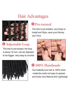 Leeven Leeven 24 Inch Butterfly Locs Crochet Hair 6 Packs Distressed Faux Locs Crcoeht Hair 1B# Pre-twsied Synthetic Fluffy Goddess Butterfly Soft Locs Crochet Braids Hair Extensions  - Image 4