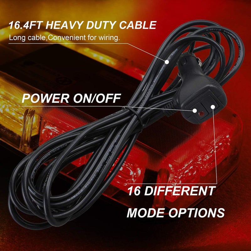 ASPL 48LED Roof Top Strobe Lights, High Visibility Emergency Safety Warning LED Mini Strobe Light bar with Magnetic Base for 12-24V Snow Plow, Trucks, Construction Vehicles (Amber/Red) - Image 5