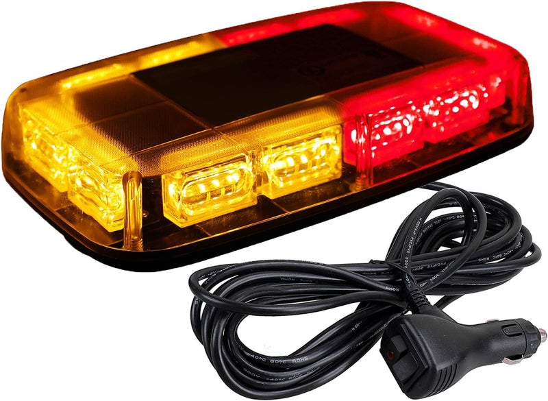 ASPL 48LED Roof Top Strobe Lights, High Visibility Emergency Safety Warning LED Mini Strobe Light bar with Magnetic Base for 12-24V Snow Plow, Trucks, Construction Vehicles (Amber/Red) - Image 1