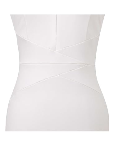 VFSHOW Womens Off White Ivory Cocktail Elegant Front Zipper Slim Work Business Office Party Bodycon Pencil Sheath Dress 7557 WHT S - Image 3