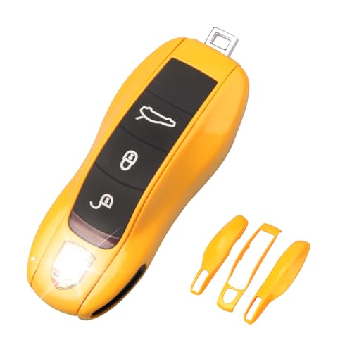 QBUC for Porsche Key Fob Cover3Piece Painted Key Shell Compatible with Porsche Cayenne Panamera Macan Cayman Yellow
