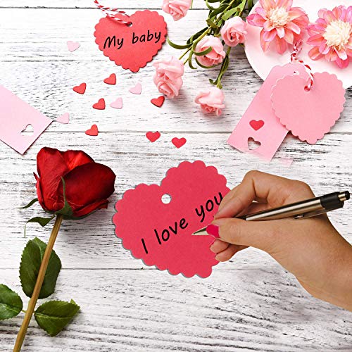 TrlaFy 100PCs Valentine Gift Tags Heart Kraft Paper Gift Tags with String for Wedding Party Gift Wrapping Hang Label - Image 3
