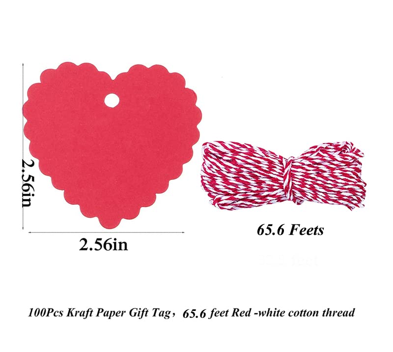TrlaFy 100PCs Valentine Gift Tags Heart Kraft Paper Gift Tags with String for Wedding Party Gift Wrapping Hang Label - Image 4