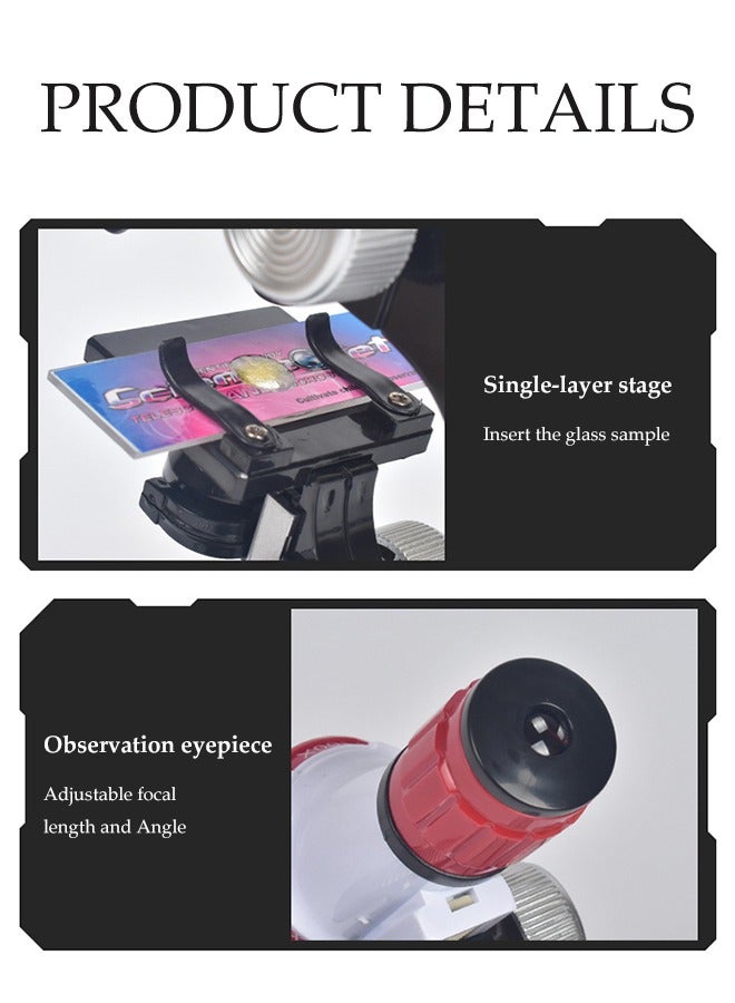 Microscope Kit, Creative Non-Toxic Material Portable Beginner Microscope Toyset with LED 400X and 1200X-Include Sample Prepared Slides,Educational and Scientific Toys for Kids Aged 3+, Two No. 5 bat  - Image 3