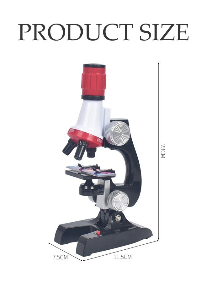 Microscope Kit, Creative Non-Toxic Material Portable Beginner Microscope Toyset with LED 400X and 1200X-Include Sample Prepared Slides,Educational and Scientific Toys for Kids Aged 3+, Two No. 5 bat  - Image 2
