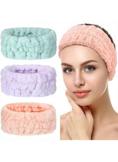 Chuangdi 3 Pieces Spa Facial Headband for Makeup and Washing Face Terry Cloth Hairband Yoga Sports Shower Facial Elastic Head Band Wrap for Girls and Women (Light Orange, Light Purple, Light Green)  - Image 1