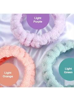 Chuangdi 3 Pieces Spa Facial Headband for Makeup and Washing Face Terry Cloth Hairband Yoga Sports Shower Facial Elastic Head Band Wrap for Girls and Women (Light Orange, Light Purple, Light Green)  - Image 2