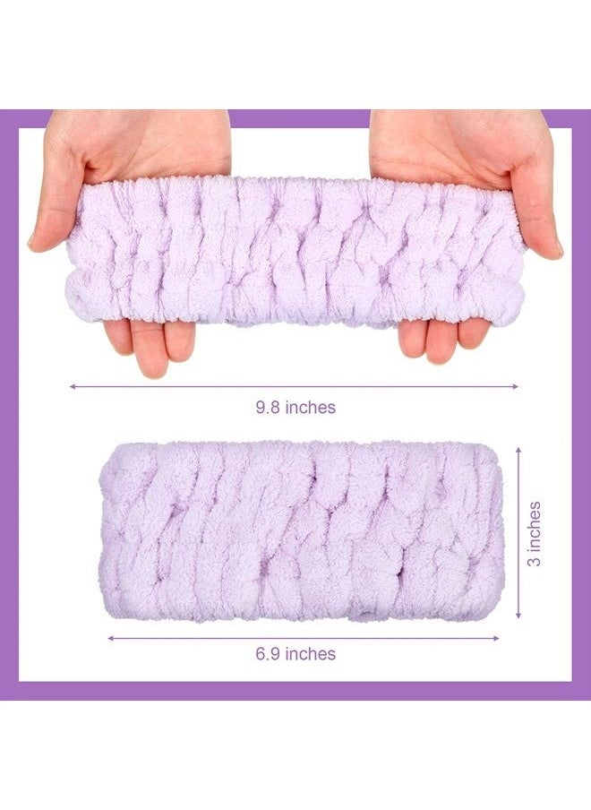 Chuangdi 3 Pieces Spa Facial Headband for Makeup and Washing Face Terry Cloth Hairband Yoga Sports Shower Facial Elastic Head Band Wrap for Girls and Women (Light Orange, Light Purple, Light Green)  - Image 3