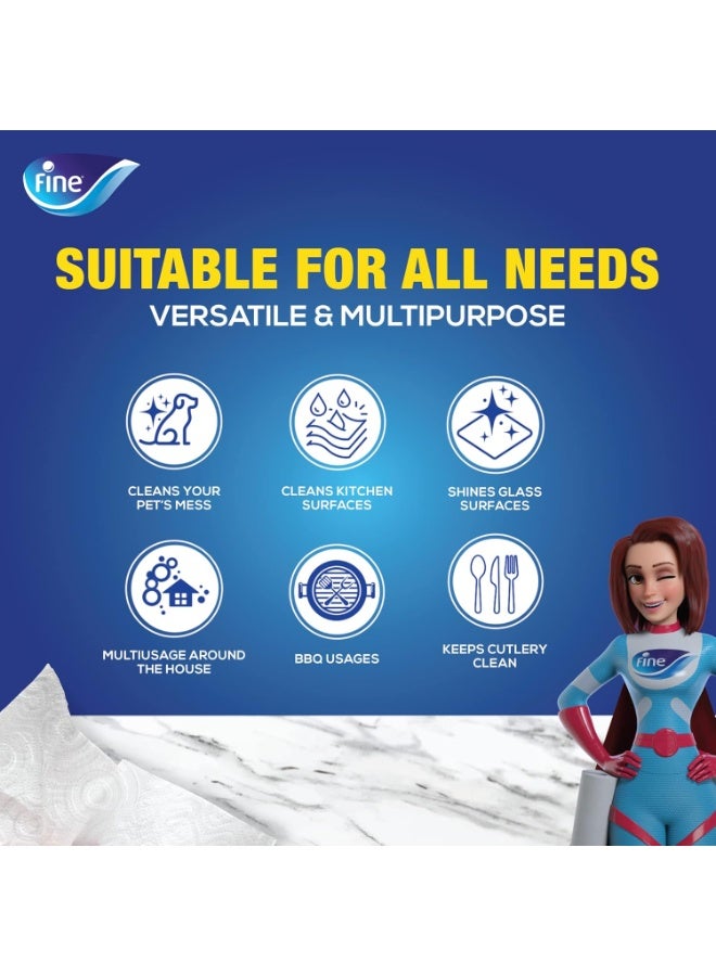 Fine Super Towel Pro Kitchen Rolls: Unbeatable 3-Ply Absorbency, Now 50% More Absorbent - Image 4